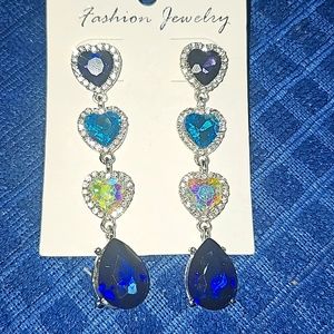Heart dropped large rhinestone and crystals for high shine earrings